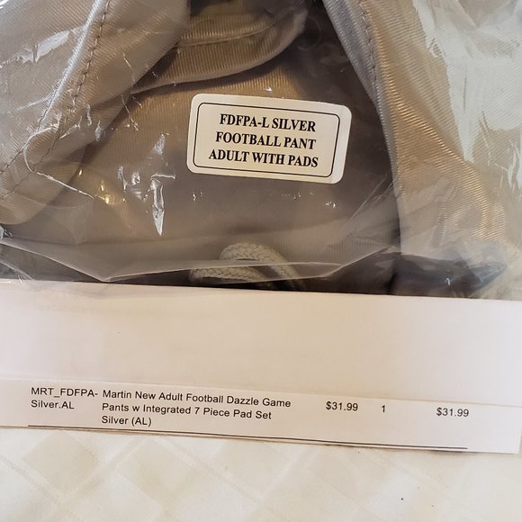 Football Pants with Pads, Silver, Size Adult Large, NWT - Picture 10 of 16